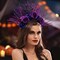 Halloween Halo Floral Crown Headband Sequins Flower Day of the Dead Crown Spiders Festival Halloween Costume Headdress for Women and Girls